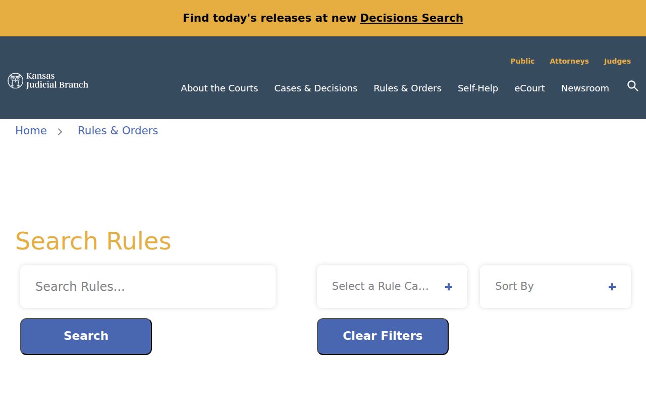 Kansas Supreme Court Rules directory for civil docket access