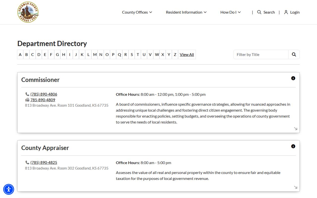 Sherman County court docket department directory