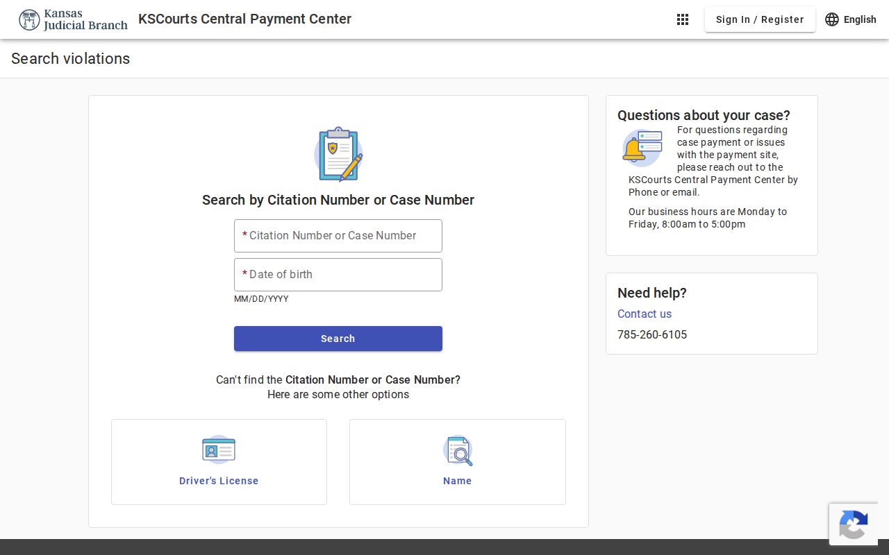 Sherman County traffic ticket Central Payment Center citation search
